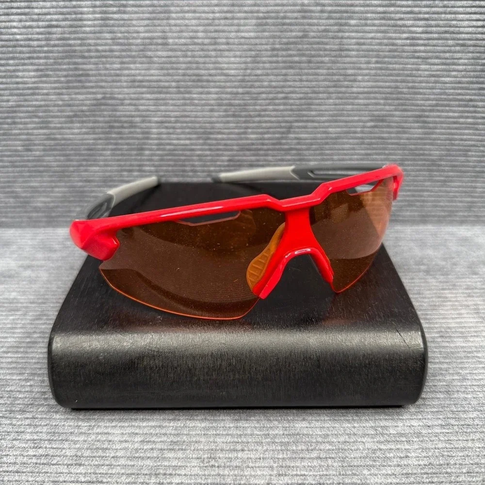 Crivit SP-1482 Cycling Sport Sunglasses Red Grey with Interchangeable Lenses Cas